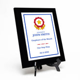 Employee Of The Month Customizable Black Frame Award Plaque | Easel Mount Option | Recognition of Achievement and Service Personalizable Plaques